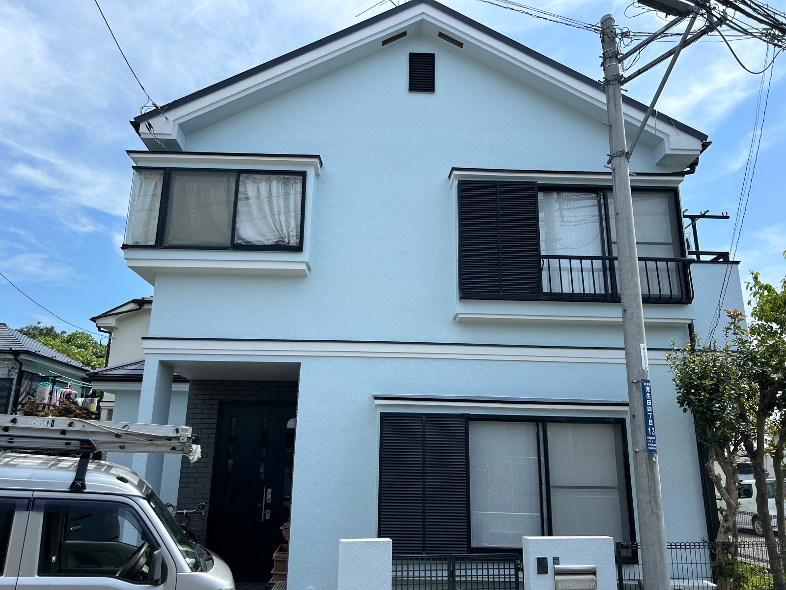 川崎市多摩区　O様邸　外壁塗装工事・屋根カバー工事～ライトブルー系～