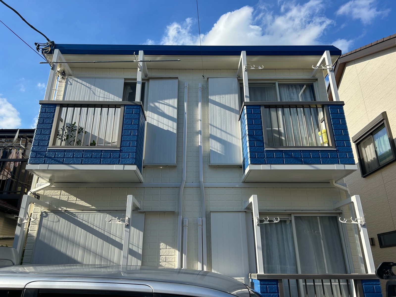 横浜市港北区　Sアパート様　外壁・屋根塗装工事～アイボリー系～