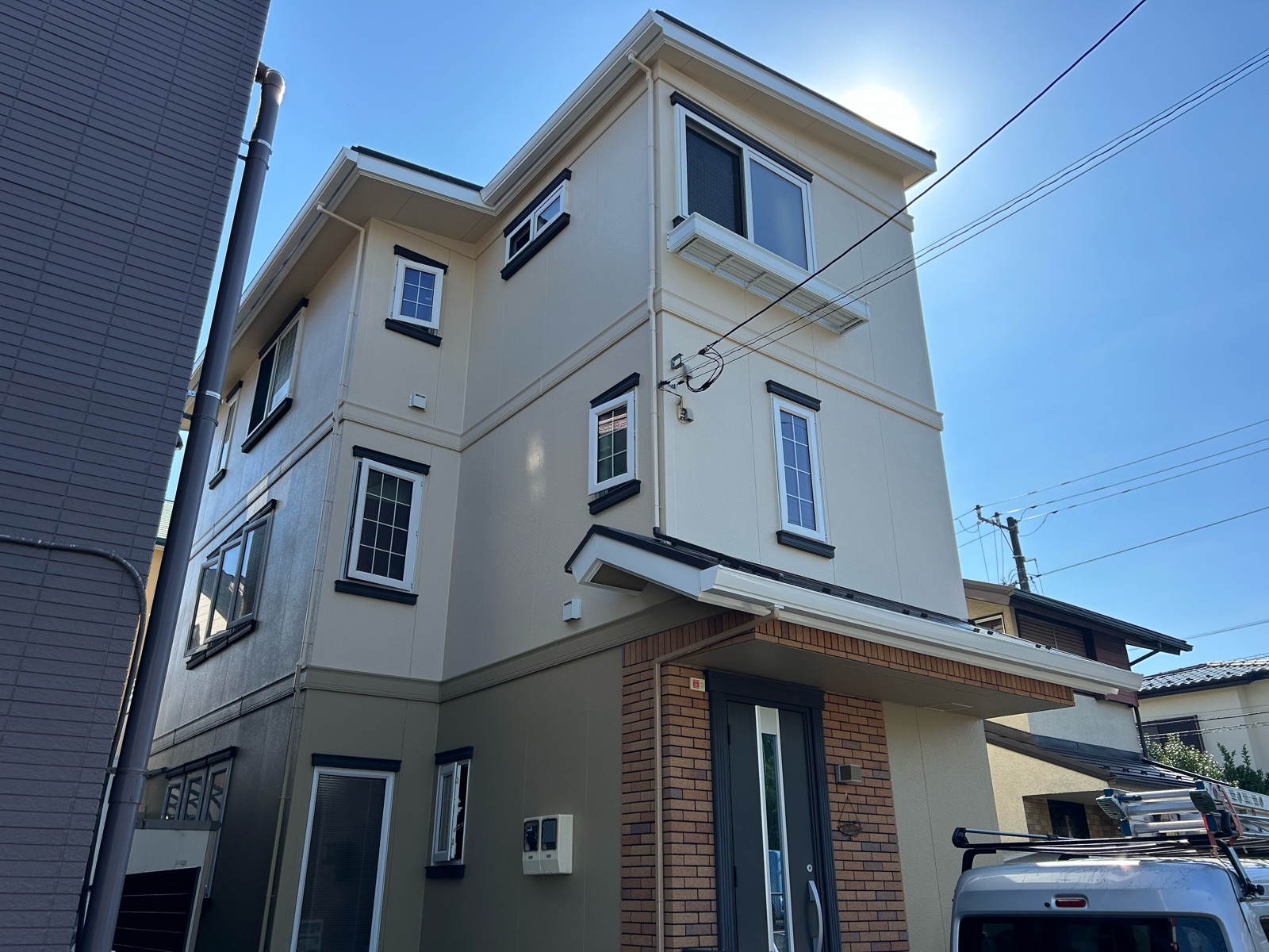川崎市宮前区　S様邸　外壁塗装工事～アイボリー系～