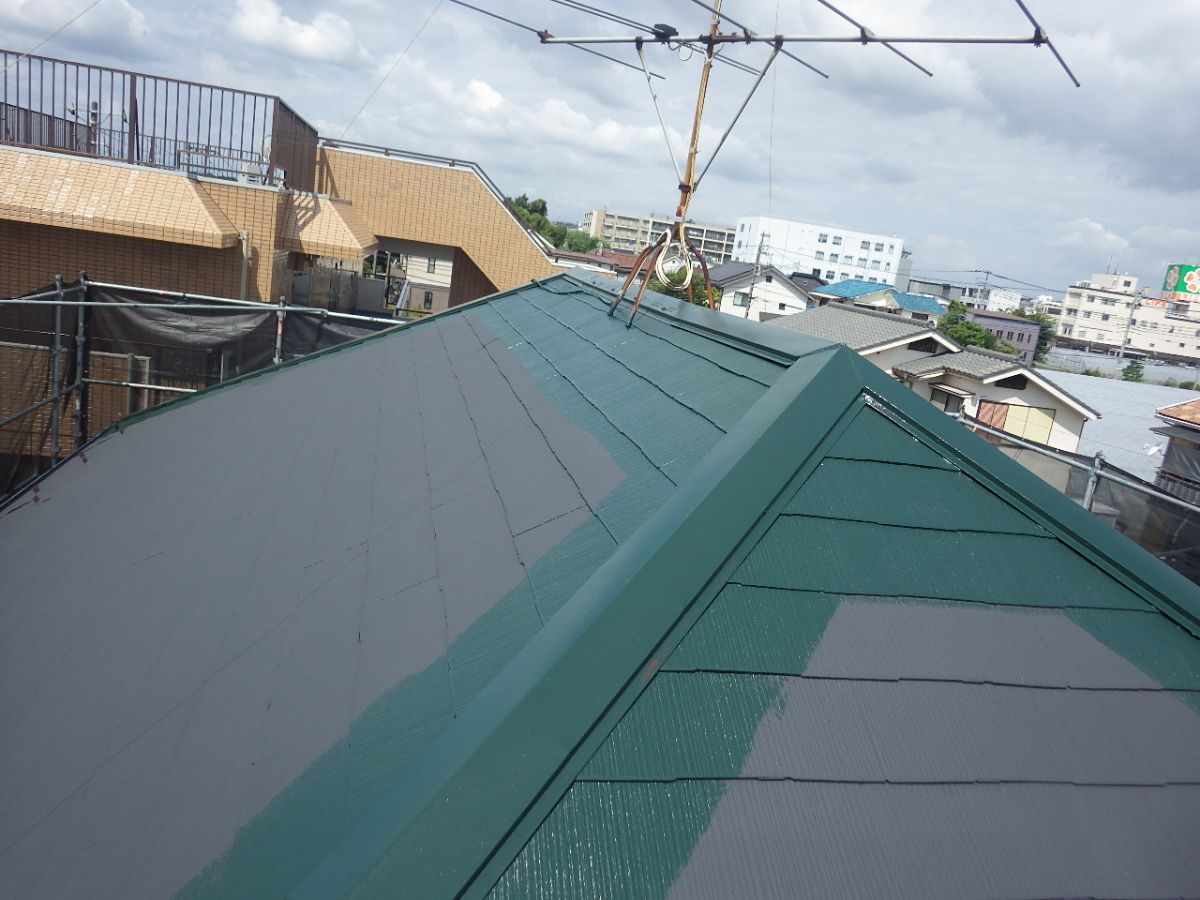 川崎市宮前区　M様邸　外壁・屋根塗装工事～ホワイト・ライトグリーン系～