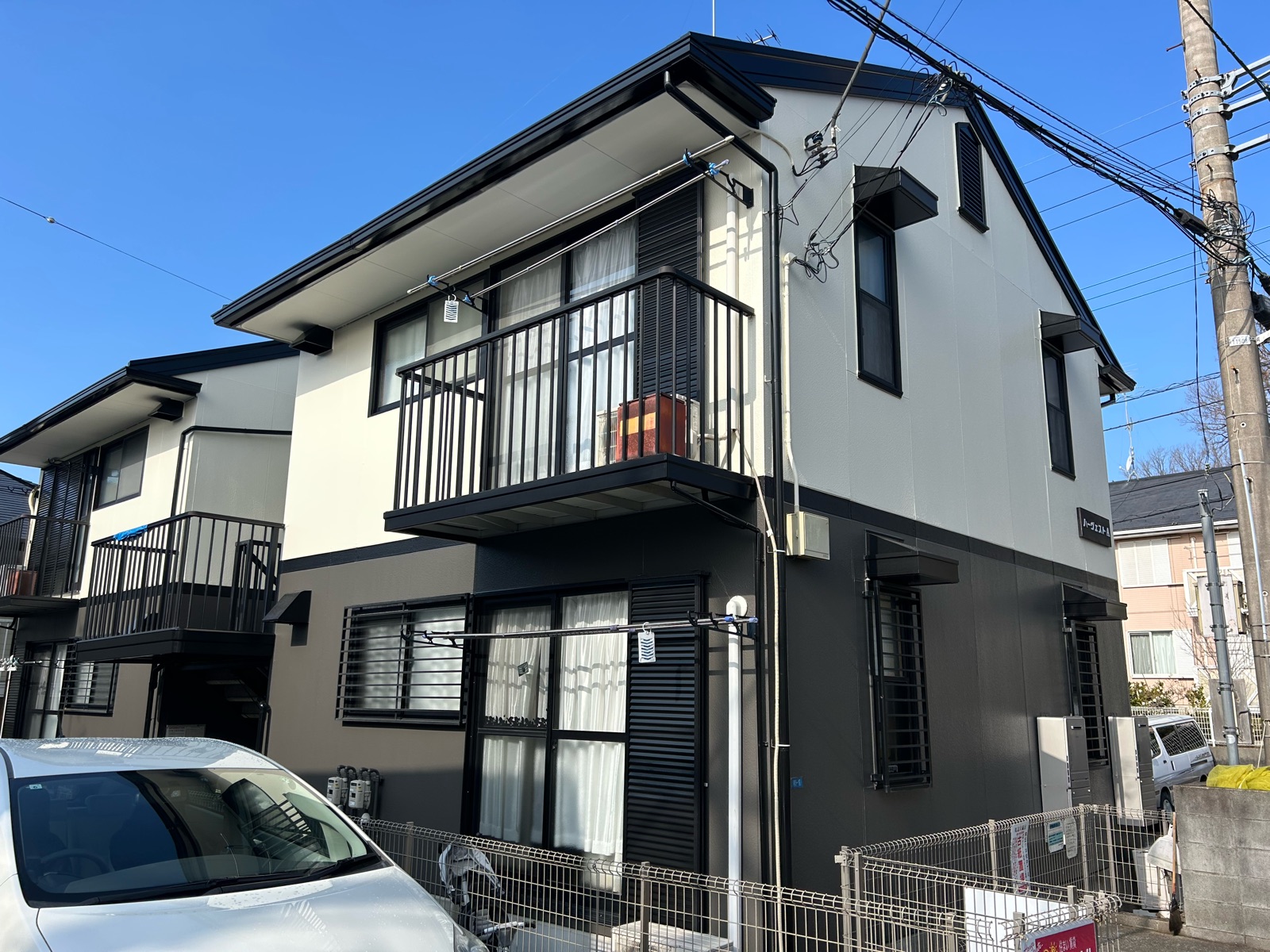 川崎市多摩区　HアパートA・B様　外装修繕工事～ホワイト・グレー系～