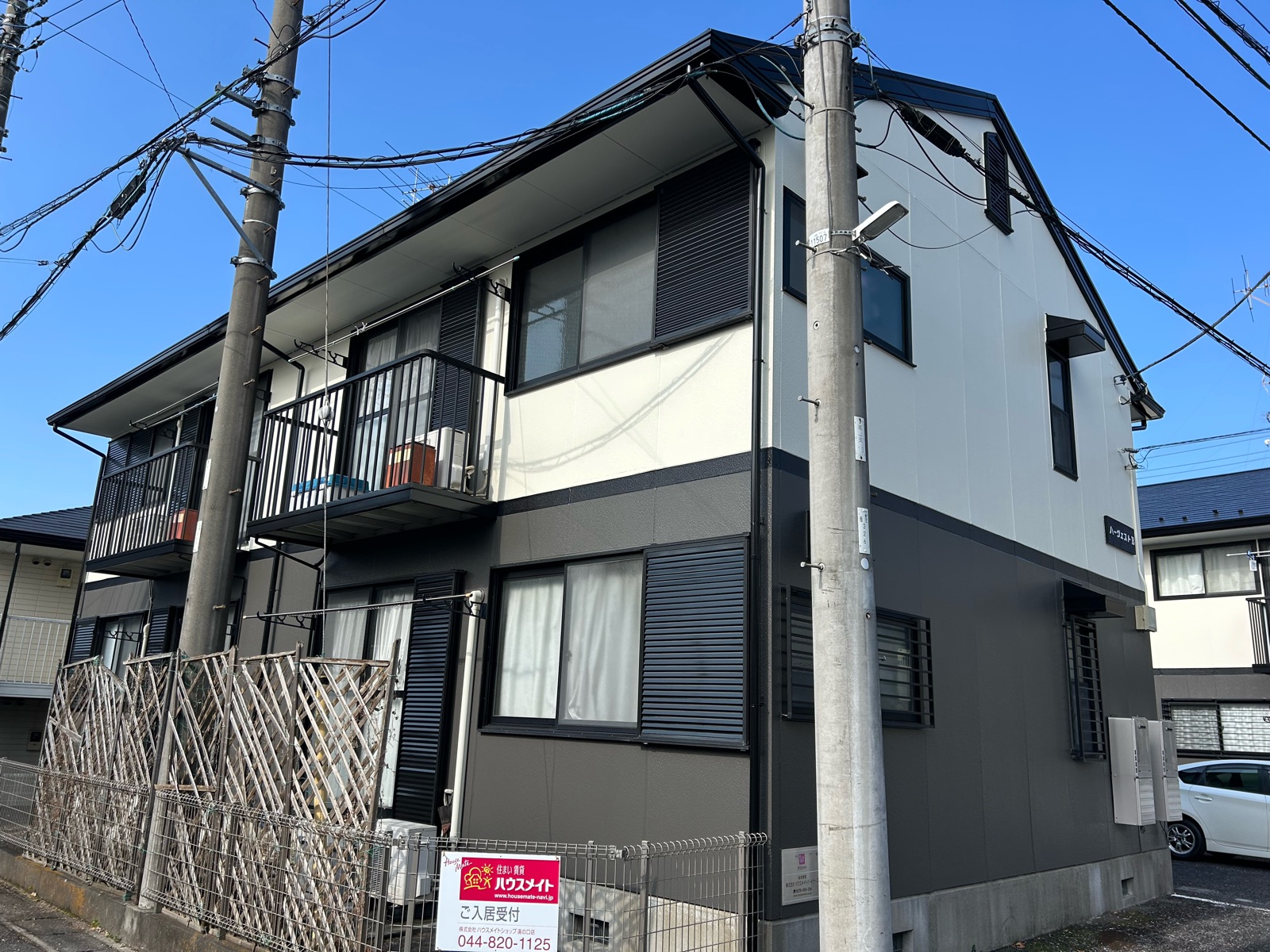 川崎市多摩区　HアパートA・B様　外装修繕工事～ホワイト・グレー系～